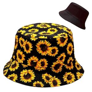 New Cute Bucket Hat Beach Fisherman Hats for Women, Reversible Double-Side-Wear